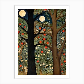 William Morris Apple Trees In The Moonlight Art Print