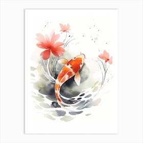 Japanese Koi Fish Sumi-e 1 Art Print