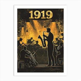 Aihrgdesign A Retro Poster Of A Lively 1919 Jazz Club Featuri 86dc328a 7daa 479d 84e3 0e69c26cefc0 0 Art Print