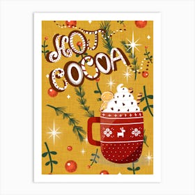 Christmas Hot Cocoa Yellow Art Print