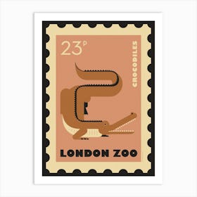 London Zoo Stamp Alligator Crocodile Kids Art Print Art Print