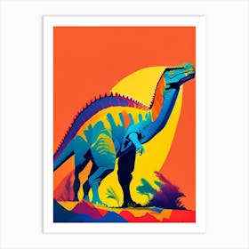 Sauroposeidon Primary Colours Dinosaur Art Print