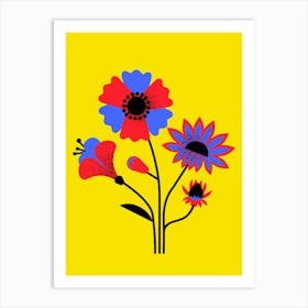 Flowers On A Yellow Background Art Print