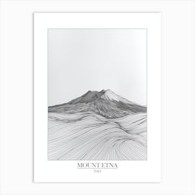 Mount Etna Italy Line Drawing 3 Poster Art Print