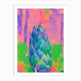 Artichoke 2 Risograph Retro Poster vegetable Art Print