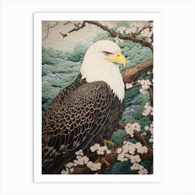 Ohara Koson Inspired Bird Painting Bald Eagle 2 Art Print