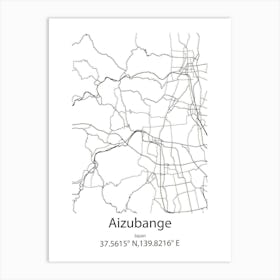 Aizubange,Japan Minimalist Map Affiche