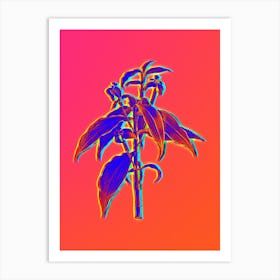 Neon Commelina Zanonia Botanical in Hot Pink and Electric Blue n.0423 Art Print