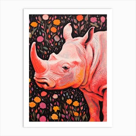 Floral Rhino Portrait Art Print