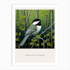Ohara Koson Inspired Bird Painting Carolina Chickadee 2 Poster Art Print