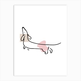 Dachshund Cute Dog - Line Art Art Print