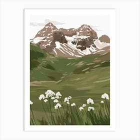 Mountains And Flowers Art Print