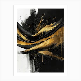 Gold And Black Abstract Painting 129 Art Print