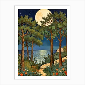 William Morris Moonlight In The Woods 45 Art Print