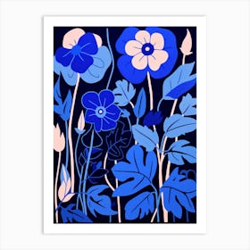 Blue Flower Illustration Morning Glory 2 Art Print