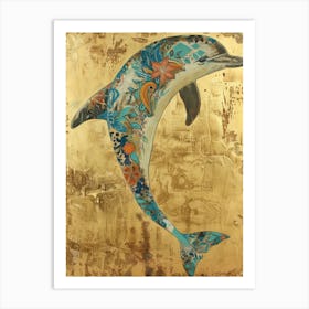 Dolphin Gold Effect Collage 6 Art Print