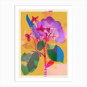 Hydrangea 1 Neon Flower Collage Art Print