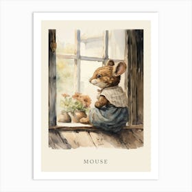 Beatrix Potter Inspired  Animal Watercolour Mouse 3 Art Print