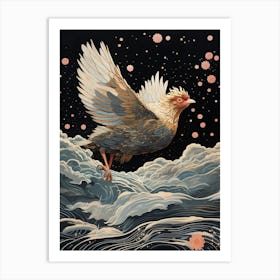 Chicken 3 Gold Detail Painting Art Print