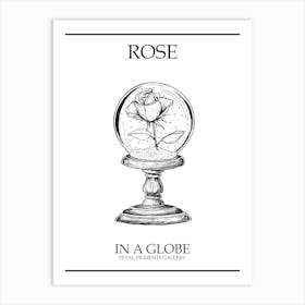 Rose In A Globe Line Drawing 2 Poster Art Print