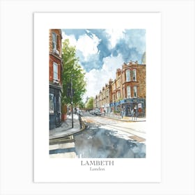 Lambeth London Borough   Street Watercolour 4 Poster Art Print