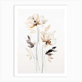 Linear Abstract Floral Composition Print Art Print