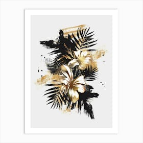 Gold And Black Floral Painting Art Print