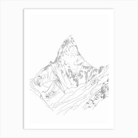 Ama Dablam Nepal Line Drawing 7 Art Print