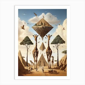 Pyramids And Giraffes Art Print