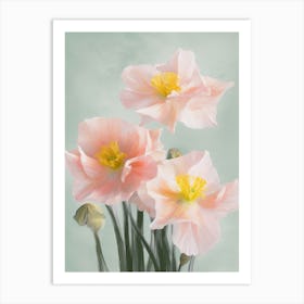 Bunch Of Daffodils Flowers Acrylic Painting In Pastel Colours 2 Art Print