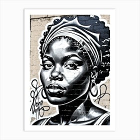 Vintage Graffiti Mural Of Beautiful Black Woman 106 Art Print