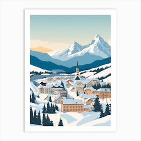 Retro Winter Illustration St Moritz Switzerland 2 Art Print