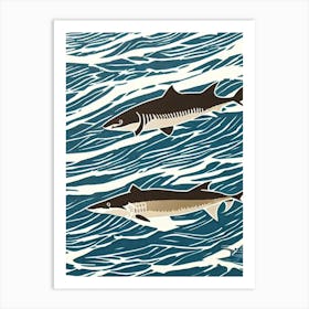 Mako Shark Linocut Art Print