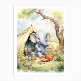 Elephant Painting Camping Watercolour 2 Art Print