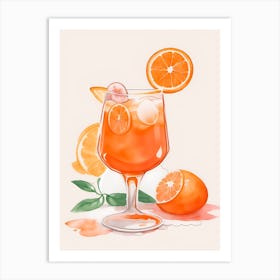 Aperol With Ice And Orange Watercolor Vertical Composition 61 Art Print