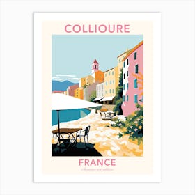 Collioure, France, Flat Pastels Tones Illustration 3 Poster Art Print