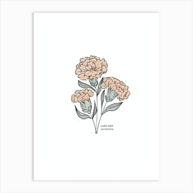 January Carnation Birth Flower 2 Art Print