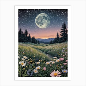 Moonlight In The Meadow no2 Art Print