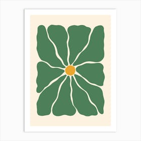 Abstract Flower 01 - Green Art Print