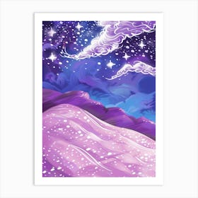 Purple Sky With Stars Art Print