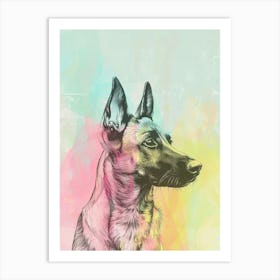 German Shepherd Dog Pastel Line Painting 3 Art Print