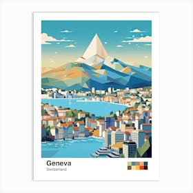 Geneva, Switzerland, Geometric Illustration 2 Poster Art Print