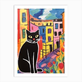 Painting Of A Cat In Milan Italy Art Print