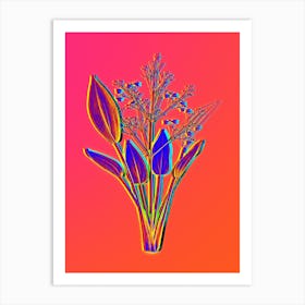 Neon European Water Plantain Botanical in Hot Pink and Electric Blue n.0229 Art Print