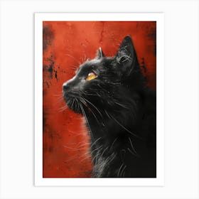 Black Cat With Yellow Eyes Art Print