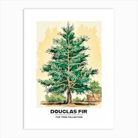 Douglas Fir Tree Storybook Illustration 3 Poster Art Print
