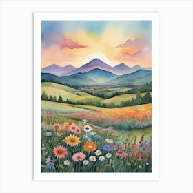 Sunset In The Mountains 23 Art Print