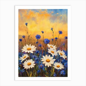 Daisies At Sunset Art Print