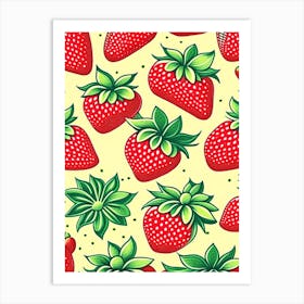 Strawberry Repeat Pattern, Fruit, Vintage Sketch 1 Art Print