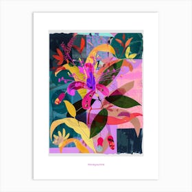 Honeysuckle 1 Neon Flower Collage Poster Art Print